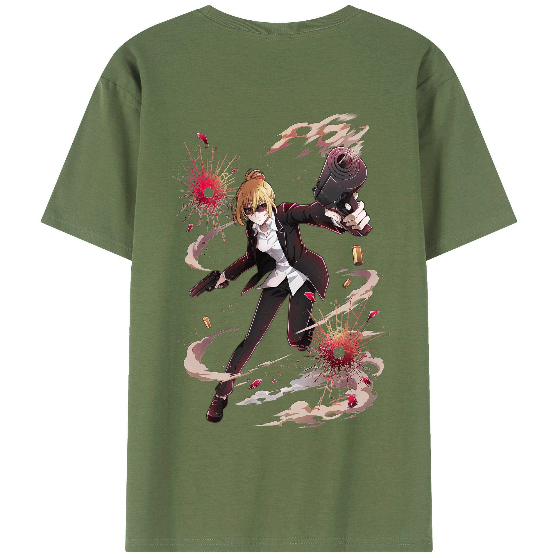 （画像用） 文豪ストレイドッグス Bungo Stray Dogs 綿100％ メンズ半袖Tシャツ（バックプリント） 通気性